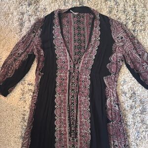 Free people Bohemian Black and Pink Paisley dress